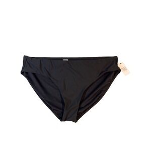 Time And Tru Women's Classic Solid Mid Rise Bikini Bottom Black 2X (20W-22W)